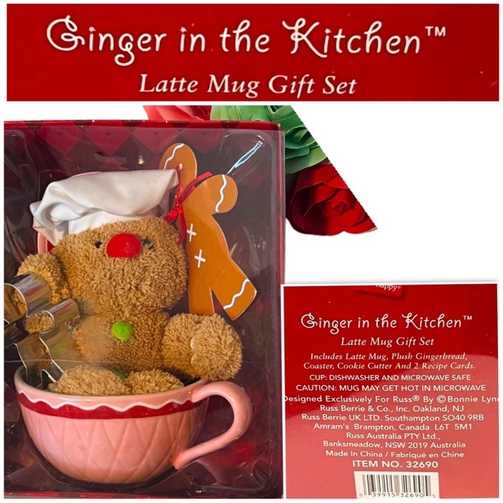 Pink cup & ginger bread Latte Mug Gift Set by Russ Ginger in the Kitchen